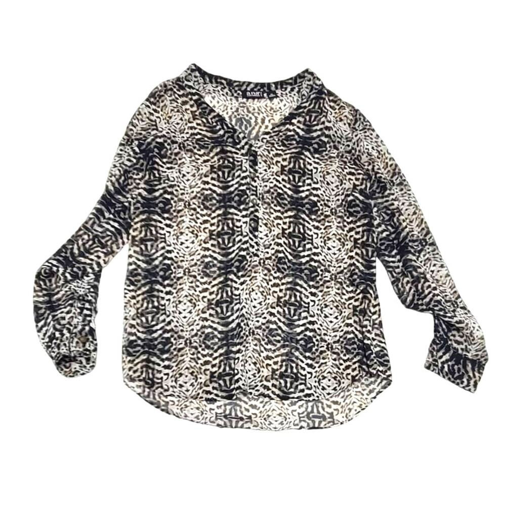 Ana leopard print sheer blouse petite small